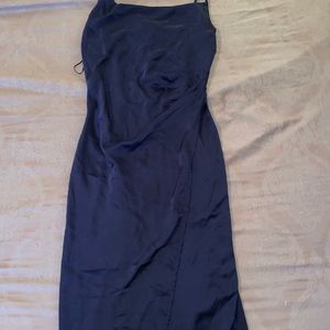 Misguided Blue midi dress with high split